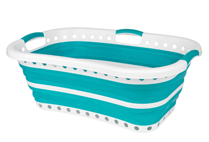 Изображение Beldray LA072979TQFEU7 Collapsible Hip Hugger Laundry Basket 37 L, White/Mint