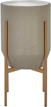 Изображение Beliani Doniczka na stojaku metalowa 33 x 33 x 62 cm szara HYBRIDUM