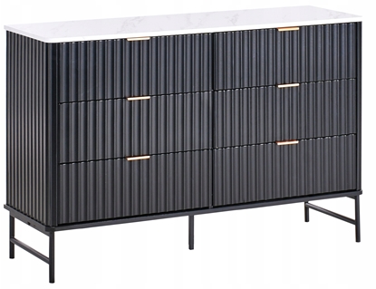 Picture of Beliani Komoda 6 szuflad GLASTONBURY Marmur/ czarny