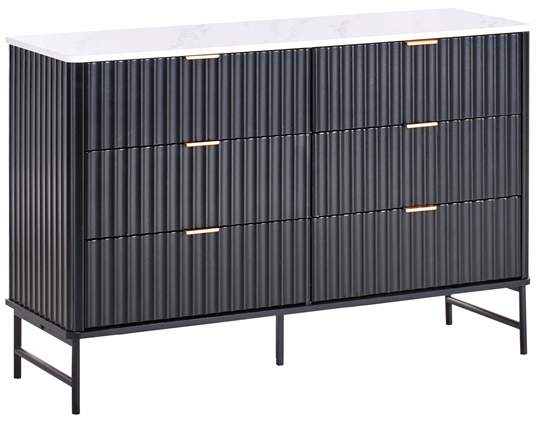 Picture of Beliani Komoda 6 szuflad GLASTONBURY Marmur/ czarny