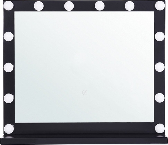 Изображение Beliani Metalowe lustro do makijau stojce LED 50 x 60 cm czarne BEAUVOIR!