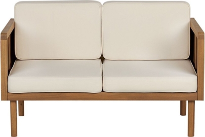 Изображение Beliani Sofa dwuosobowa z drewna akacjowego z biaymi poduszkami BARATTI!