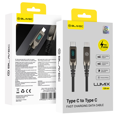 Attēls no Blavec Kabel Lumix pleciony - Typ C na Typ C - PD 