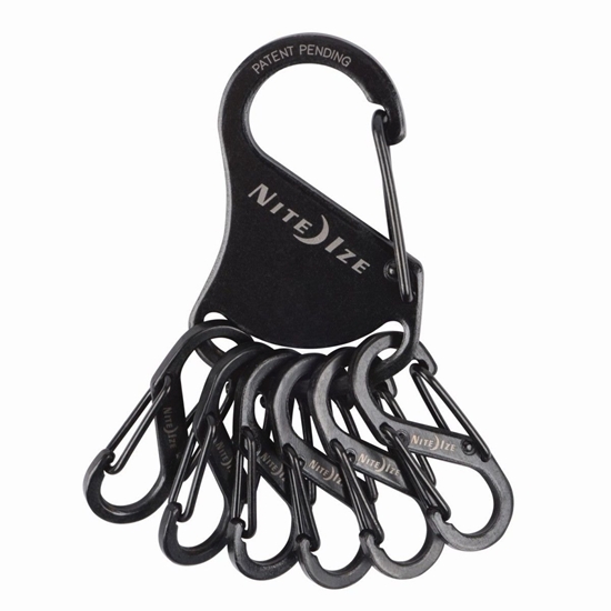 Изображение Breloczek Nite-Ize KeyRack + 6x micro karabiczyk stal nierdzewna czarny (KRS-03-01)