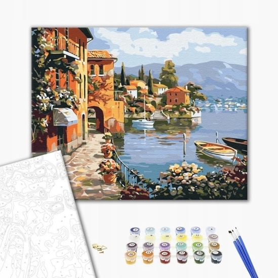 Изображение BRUSHME Malowanie po numerach BRUSHME, 40x50 cm, przytulne miasto nadmorskie, 1 szt., w pudeku