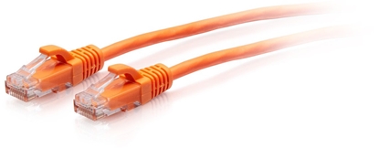 Attēls no C2G 1ft (0.3m) Cat6a Snagless Unshielded (UTP) Slim Ethernet Network Patch Cable - Pomaraczowy - Kabel do patchowania - RJ-45 (M) do RJ-45 (M) - 30 cm - 4.8 mm - UTP - CAT 6a - uformowany, bez haka