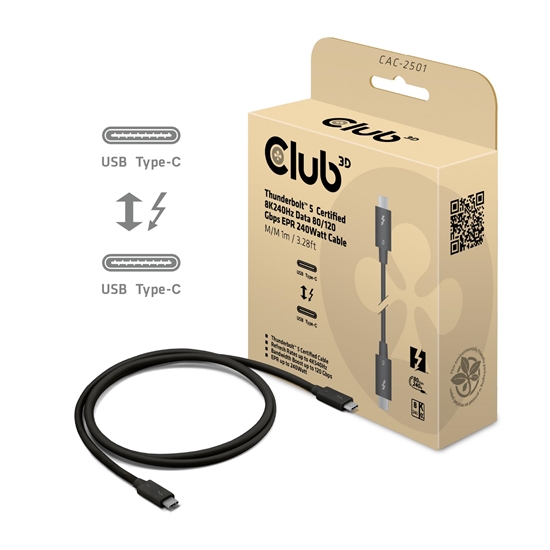 Изображение CABLE USB-C THUNDERBOLT 1M/M/M CAC-2501 CLUB3D
