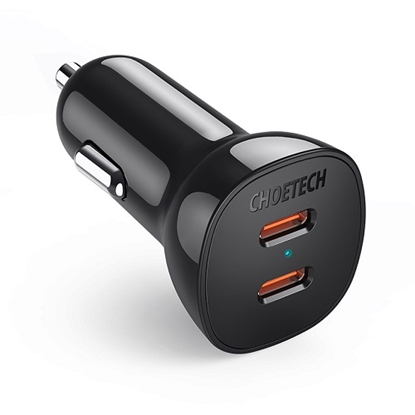 Picture of Charger CHOETECH 2xUSB-C: 12-24V, 40W, QC3.0 + PD