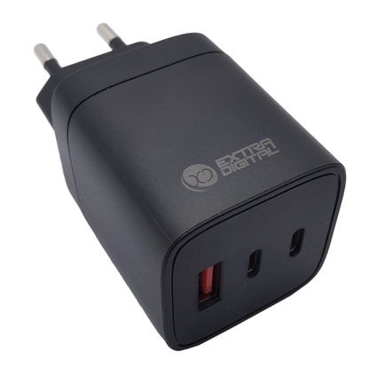 Picture of Charger EXTRA DIGITAL GaN 2x USB Type-C, USB Type-A: 65W, PPS