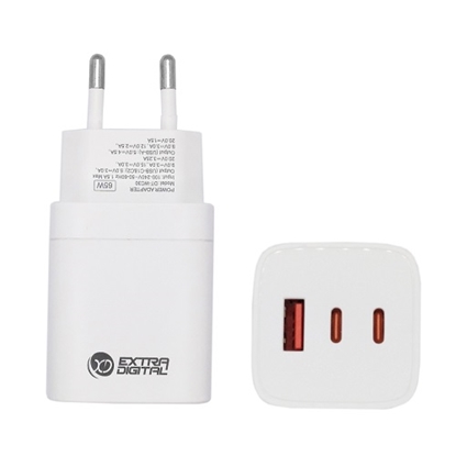 Picture of Charger EXTRA DIGITAL GaN 2x USB Type-C, USB Type-A: 65W, PPS