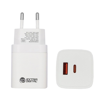 Picture of Charger EXTRA DIGITAL GaN USB Type-C, USB Type-A: 45W, PPS