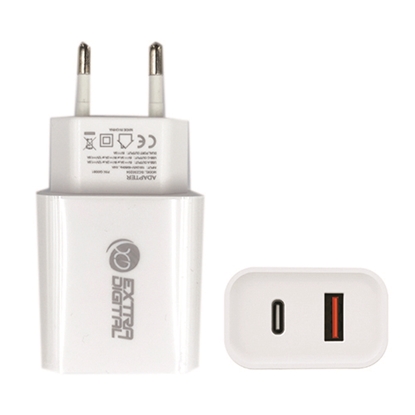 Picture of Charger EXTRA DIGITAL USB 3.0+ Type C: 220V, 20W, QC3.0+ PD