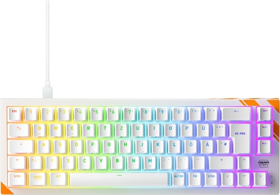 Picture of Cherry K5 PRO TMR COMPACT tastatūra Speļu USB QWERTZ Vācu Oranžs, Balts