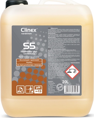 Изображение Clinex Uniwersalny pyn czyszczcy do uporczywych zabrudze CLINEX S5 20L Uniwersalny pyn czyszczcy do uporczywych zabrudze CLINEX S5 20L