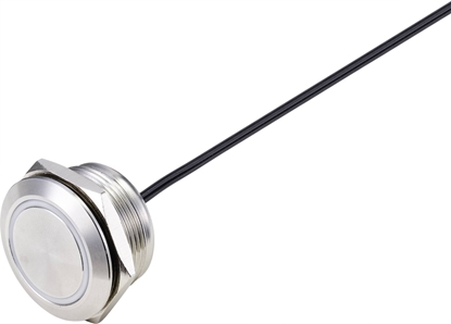 Attēls no Conrad Przycisk 24 V/DC 50 mA 1 x Wcz/Wycz IP65 naciskowy 1 szt. Stainless steel Stainless steel DC 24 V 0.05 A