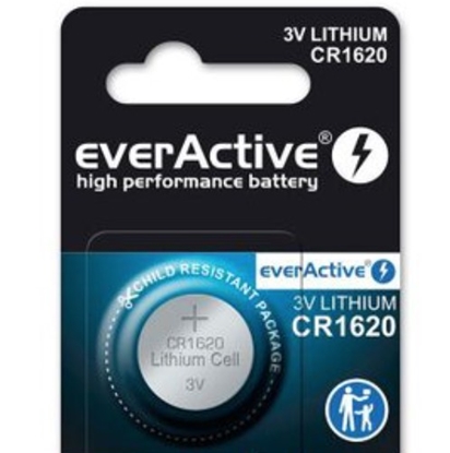 Attēls no CR1620 baterijas everActive litija iepakojuma 1 gb.