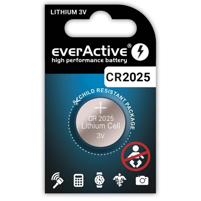 Attēls no CR2025 baterijas 3V everActive litija - bez iepakojuma 1 gb.