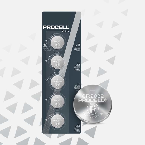 Picture of CR2032 baterijas 3V Duracell Procell litija 2032 blisterī 5 gb.