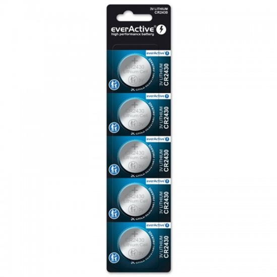 Изображение CR2430 baterijas 3V everActive litija DL2430 iepakojumā 5 gb.