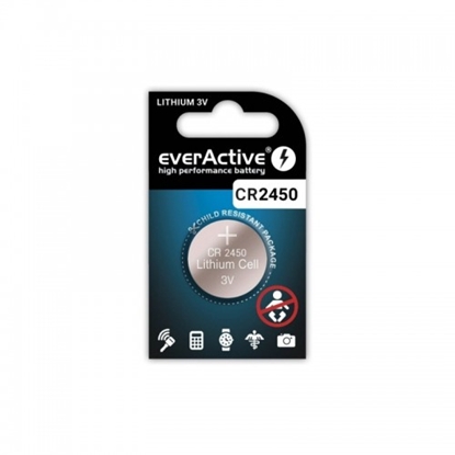 Attēls no CR2450 baterijas 3V evarActive litija CR2450 iepakojumā 1 gb.