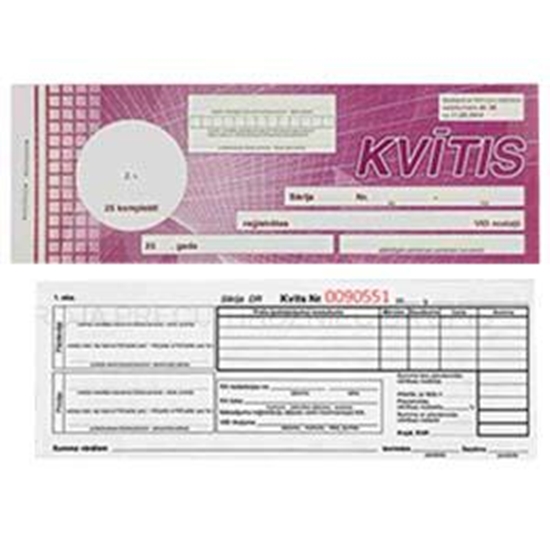 Изображение Darījumu apliecinošās kvītis 1/4A4 3-kārt. paškop.