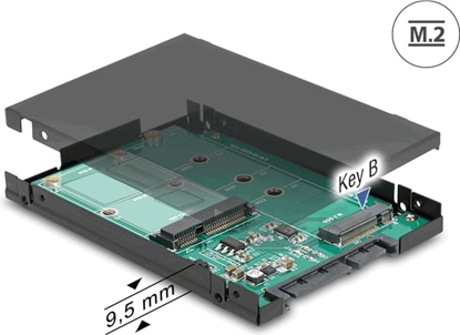 Attēls no Delock 2.5″ Converter SATA 22 pin > 1 x M.2 key B + 1 x mSATA - 9.5 mm