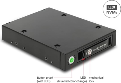 Attēls no Delock 3.5″ Mobile Rack for 1 x 2.5″ U.2 NVMe SSD or SATA / SAS HDD / SSD