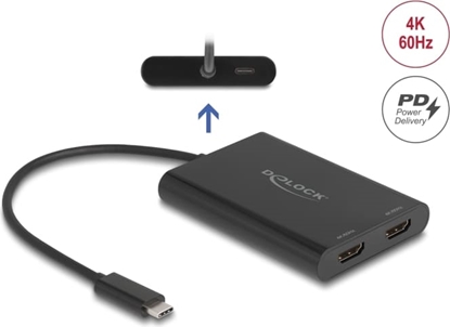 Attēls no Delock Adapter USB Type-C™ to 2 x HDMI 4K 60 Hz with DisplayLink® graphics and USB PD