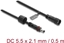Изображение Delock DC Extension Cable 5.5 x 2.1 mm male to female with screw cap M12 x 1.75 mm thread waterproof 18 AWG 0.5 m black