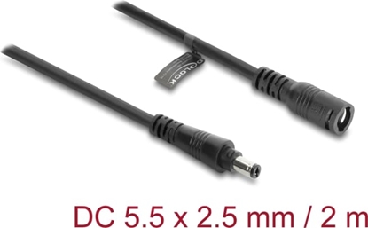Picture of Delock DC Extension Cable 5.5 x 2.5 mm male to female with bayonet lock 18 AWG 2 m black