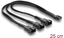 Attēls no Delock Fan Cable Splitter 1 x 4 pin PWM female to male + 2 x 4 pin (3 pins connected) male with braided jacket 25 cm black