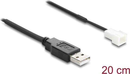 Изображение Delock Fan Cable USB 2.0 Type-A male to 3 pin (2 pins connected) fan connector male 20 cm