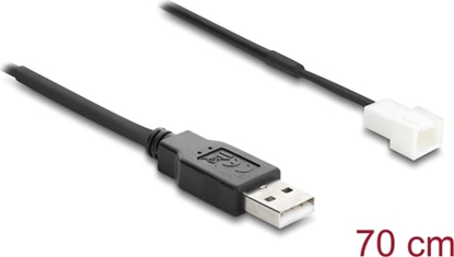 Изображение Delock Fan Cable USB 2.0 Type-A male to 3 pin (2 pins connected) fan connector male 70 cm