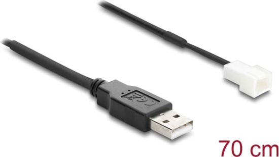 Изображение Delock Fan Cable USB 2.0 Type-A male to 3 pin (2 pins connected) fan connector male 70 cm