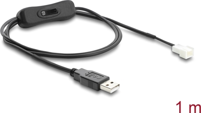 Изображение Delock Fan Cable USB 2.0 Type-A male to 3 pin (2 pins connected) fan connector male with switch 1 m