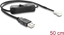 Picture of Delock Fan Cable USB 2.0 Type-A male to 3 pin (2 pins connected) fan connector male with switch 50 cm