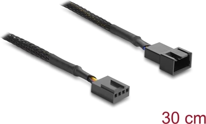 Изображение Delock Fan Extension Cable PWM male to female 4 pin with braided jacket 30 cm black