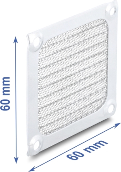 Изображение Delock Fan Grill 60 x 60 mm aluminum – fan dust filter with stainless steel filter mesh