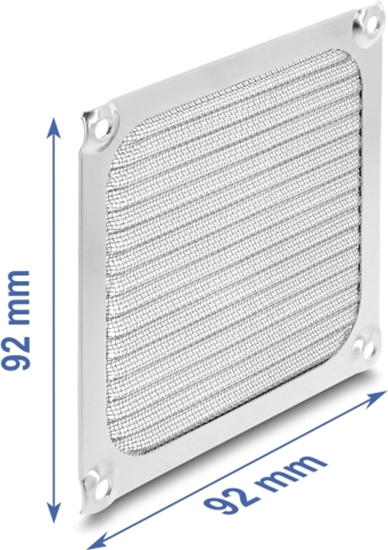 Изображение Delock Fan Grill 92 x 92 mm aluminum – fan dust filter with stainless steel filter mesh