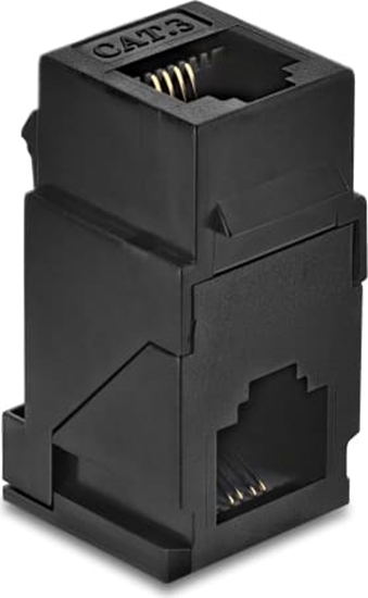 Picture of Delock Keystone Module Coupler RJ14 jack to RJ14 jack Cat.3 90° angled plastic black
