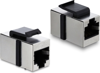 Picture of Delock Keystone Module coupler RJ45 jack to RJ45 jack Cat.6 shielded metal silver / black