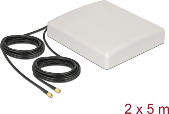 Picture of Delock LTE MIMO Antenna 2 x SMA Plug 8 dBi directional with connection cable RG-58 5 m white outdoor