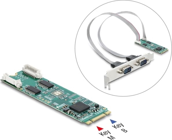 Picture of Delock M.2 Card to 2 x Serial RS-232 DB9 with Standard and Low Profile slot brackets