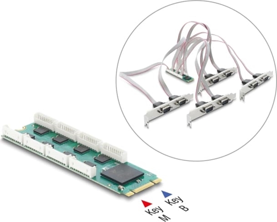 Picture of Delock M.2 Card to 8 x Serial RS-232 DB9 with Standard and Low Profile slot brackets