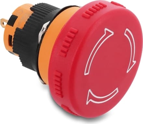 Picture of Delock Mushroom-Head Push Button for Installation 16 mm 2 x solder terminals (short), plastic 32 mm Ø