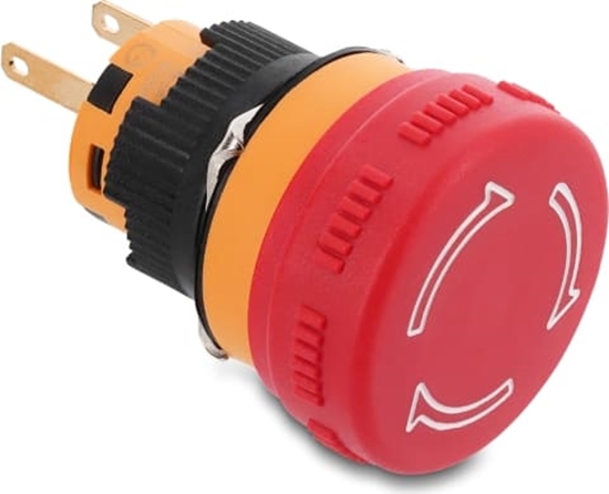Picture of Delock Mushroom-Head Push Button for Installation 16 mm 2 x solder terminals plastic 26 mm Ø