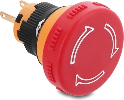 Attēls no Delock Mushroom-Head Push Button for Installation 16 mm 2 x solder terminals plastic 32 mm Ø