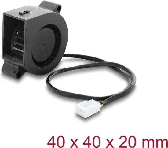 Изображение Delock Radial Fan / Blower Fan 12 V DC 40 x 40 x 20 mm with 3 pin fan connector, black