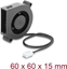Picture of Delock Radial Fan / Blower Fan 12 V DC 60 x 60 x 15 mm with 3 pin fan connector, black
