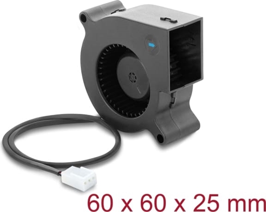 Изображение Delock Radial Fan / Blower Fan 12 V DC 60 x 60 x 25 mm with 3 pin fan connector, black